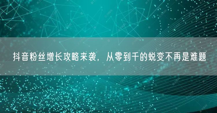 抖音粉丝增长攻略来袭，从零到千的蜕变不再是难题