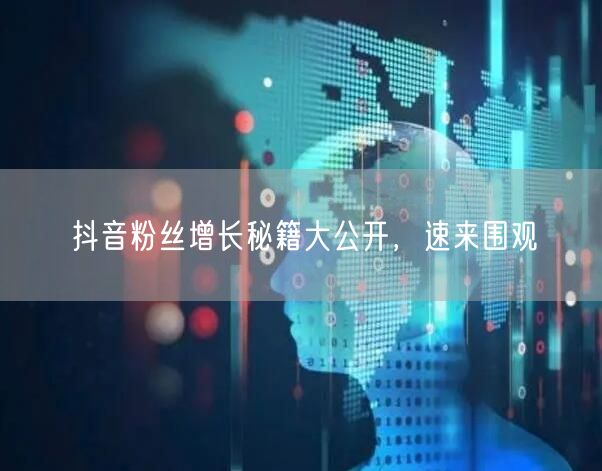 抖音粉丝增长秘籍大公开，速来围观