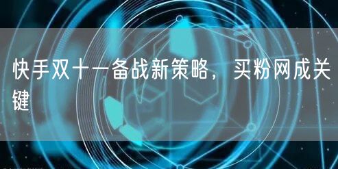 快手双十一备战新策略,买粉网成关键